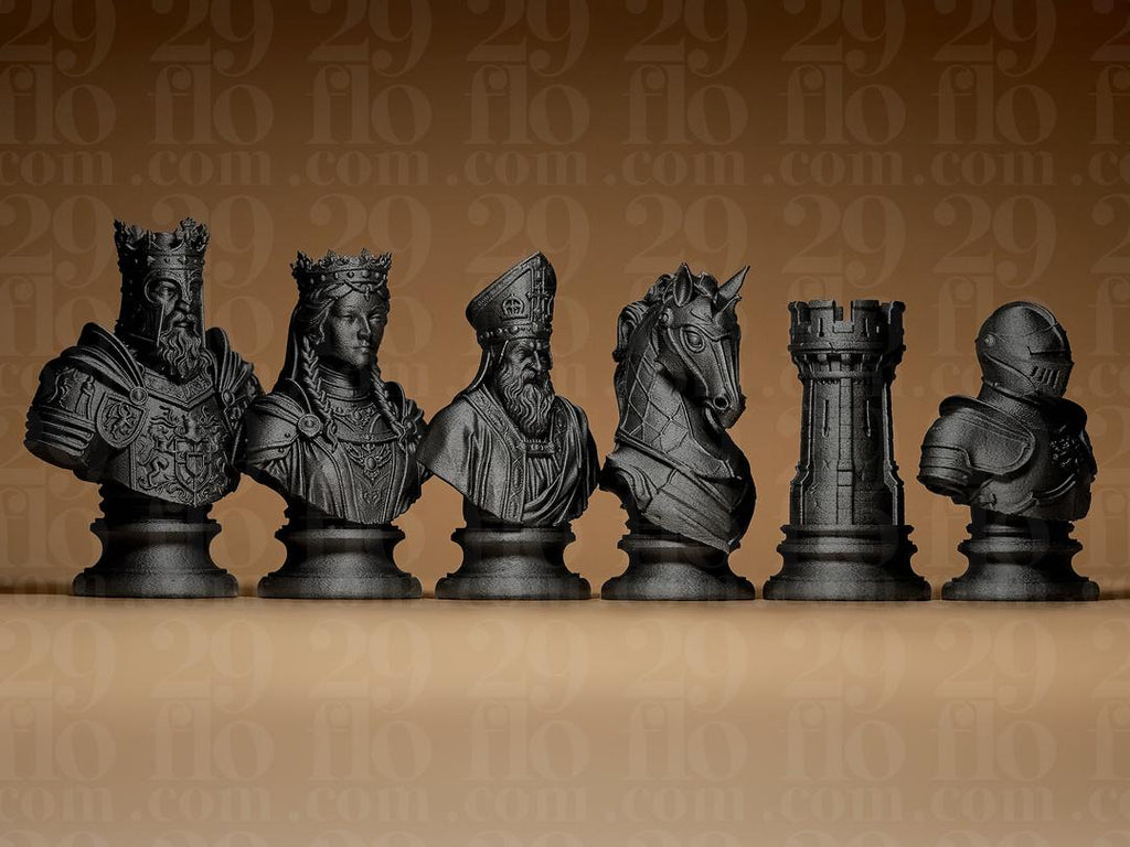 Mittelalter Schachfiguren Set | Medieval Stylized Chess Pieces | Custom Chess Set | King & Queen Busts | Strategy Board Game Fehn-factory.de