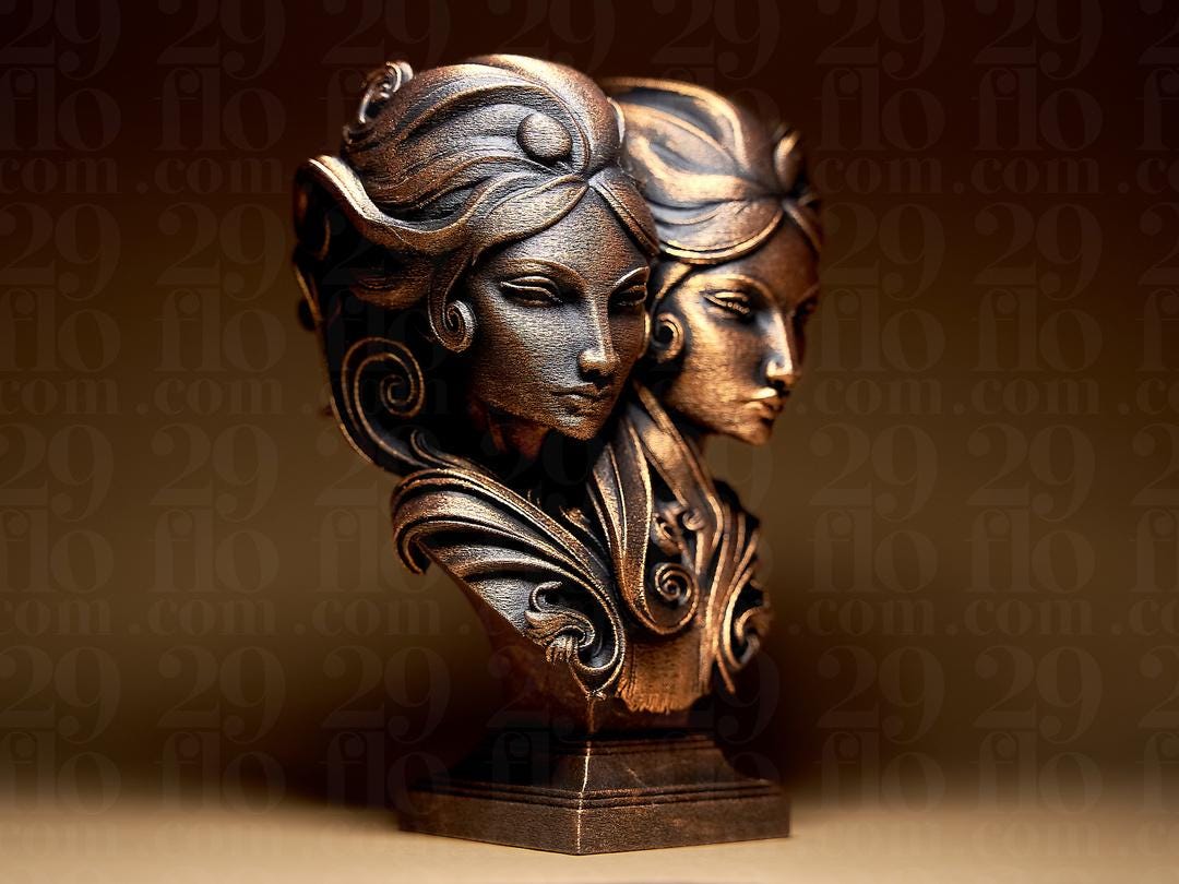 Zwillinge Sternzeichen Figur | Gemini Zodiac Statue | Two Faced Bust | Astrology Decor | The Twins Sculpture | Gothic Gift | Bronze Black Fehn-factory.de
