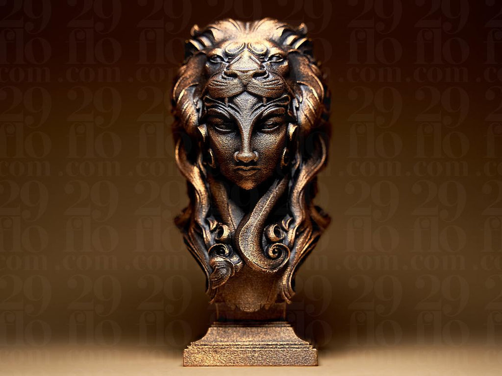 Löwe Sternzeichen Figur | Leo Zodiac Statue | Fantasy Bust | Astrology Decor | The Lion Sculpture | Gothic Gift | Bronze Black Fehn-factory.de