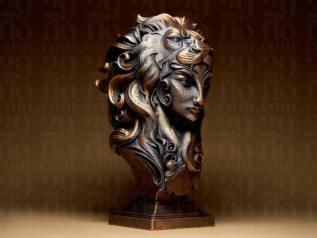 Löwe Sternzeichen Figur | Leo Zodiac Statue | Fantasy Bust | Astrology Decor | The Lion Sculpture | Gothic Gift | Bronze Black Fehn-factory.de