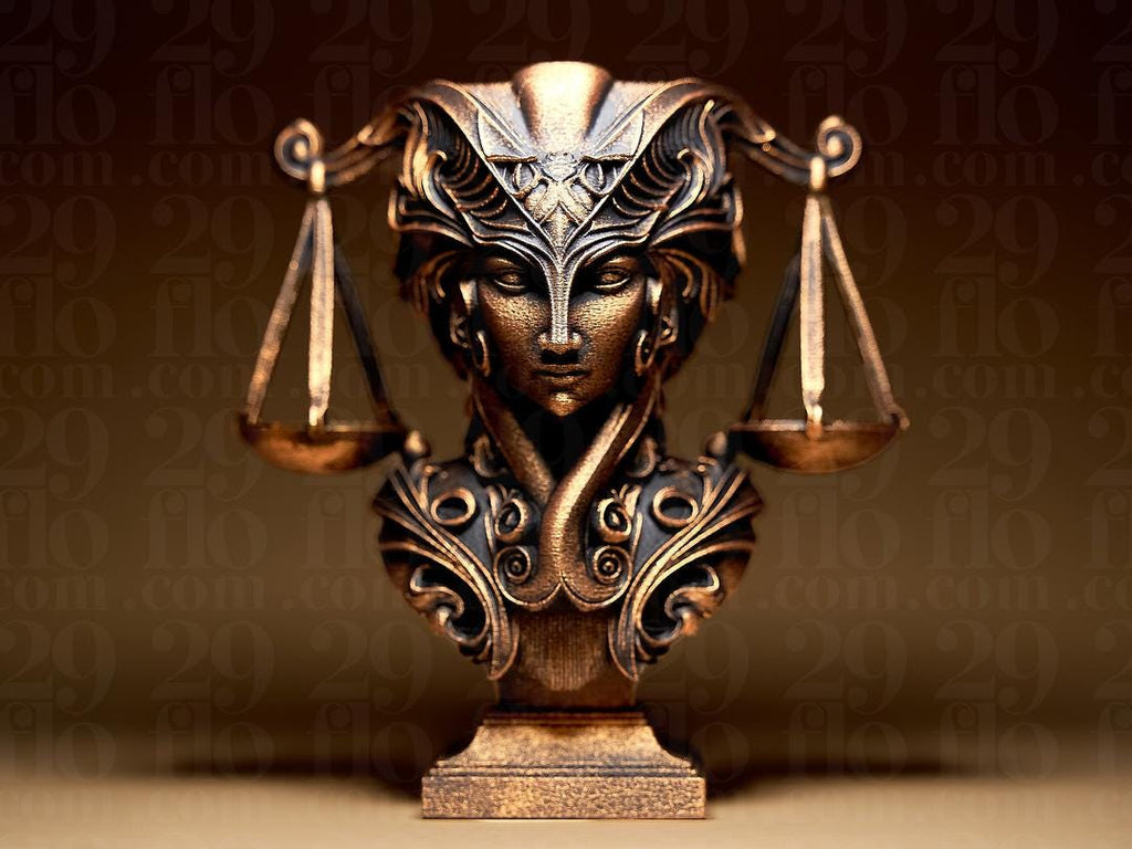 Waage Sternzeichen Figur | Libra Zodiac Statue | Fantasy Bust | Astrology Decor | The Scales Sculpture | Gothic Gift | Bronze Black Fehn-factory.de