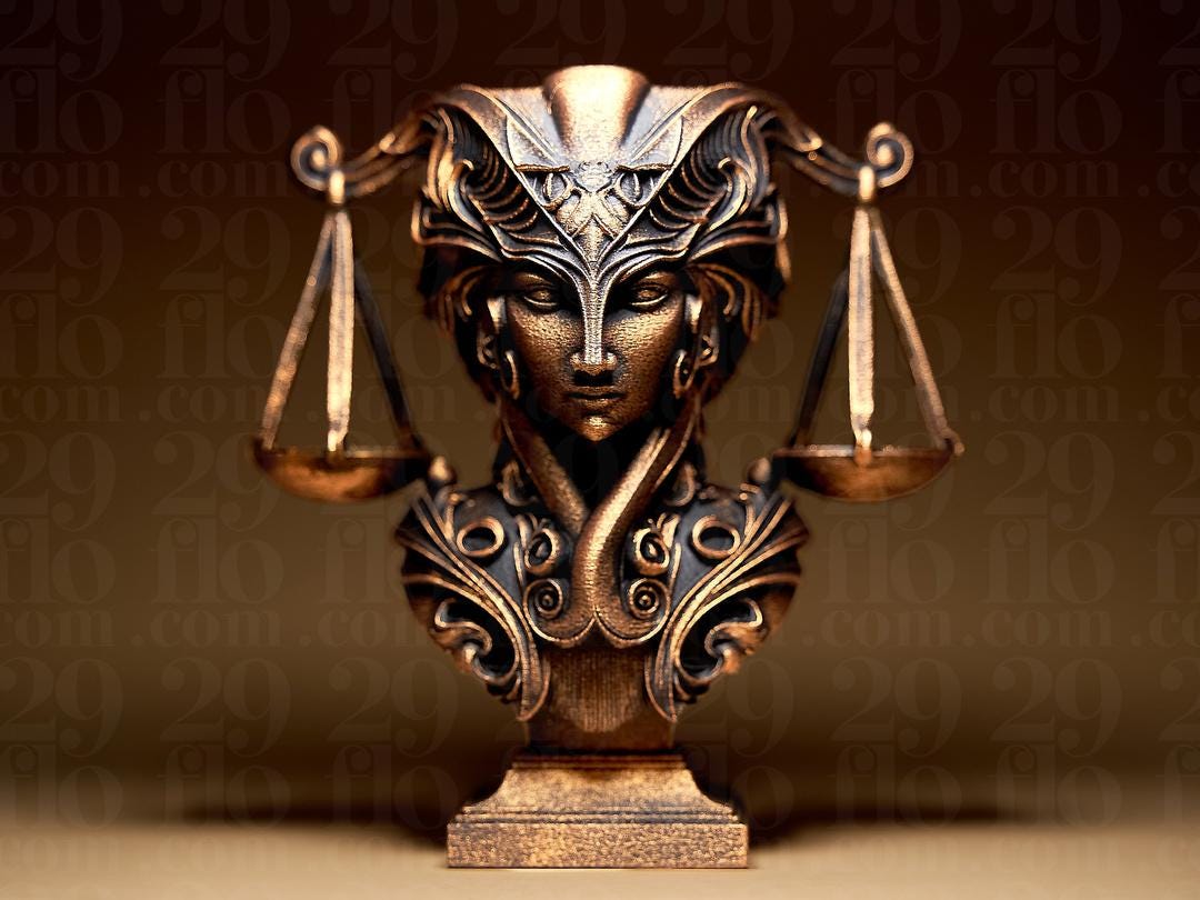 Waage Sternzeichen Figur | Libra Zodiac Statue | Fantasy Bust | Astrology Decor | The Scales Sculpture | Gothic Gift | Bronze Black Fehn-factory.de