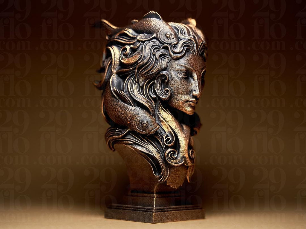 Fische Sternzeichen Figur | Pisces Zodiac Statue | Fantasy Bust | Astrology Decor | The Fish Sculpture | Water Sign | Bronze Black Fehn-factory.de