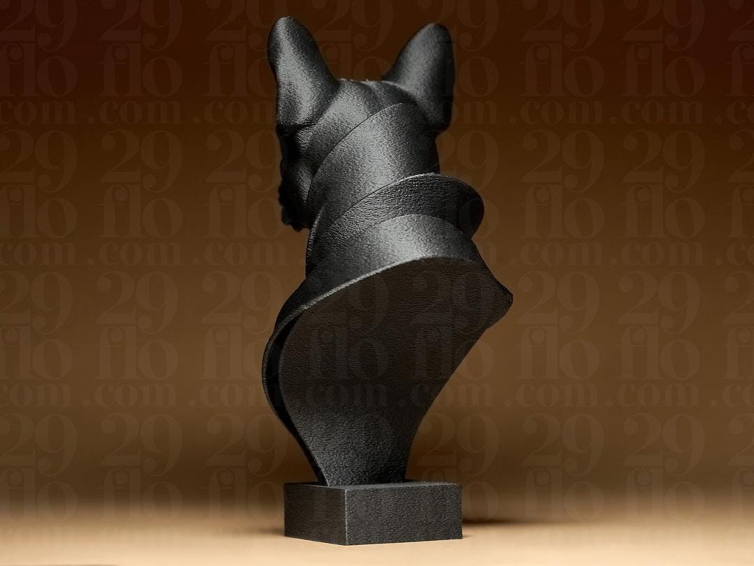 Moderne Französische Bulldogge Büste | Modern French Bulldog Bust | Frenchie Decor | Black Dog Statue | Elegant Animal Figurine Fehn-factory.de