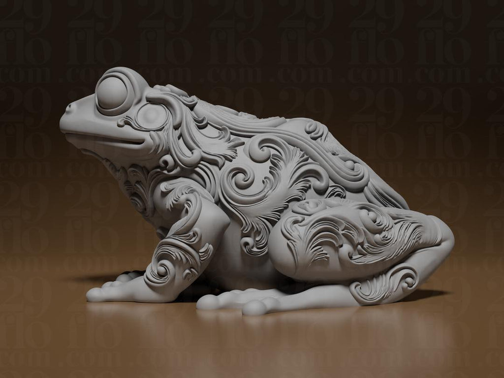 Florale Frosch Skulptur Exklusiv | Ornate Frog Statue | Mandala Amphibian Figurine | Boho Decor | Pond Animal Art | Lucky Toad Gift Fehn-factory.de