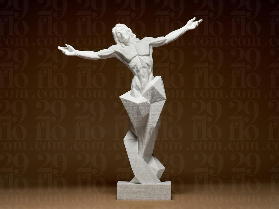 Jesus Statue Modern | Contemporary Christ Figure | Geometric Christian Decor | Religiöse Deko | Abstract Savior Sculpture | Easter Gift Fehn-factory.de