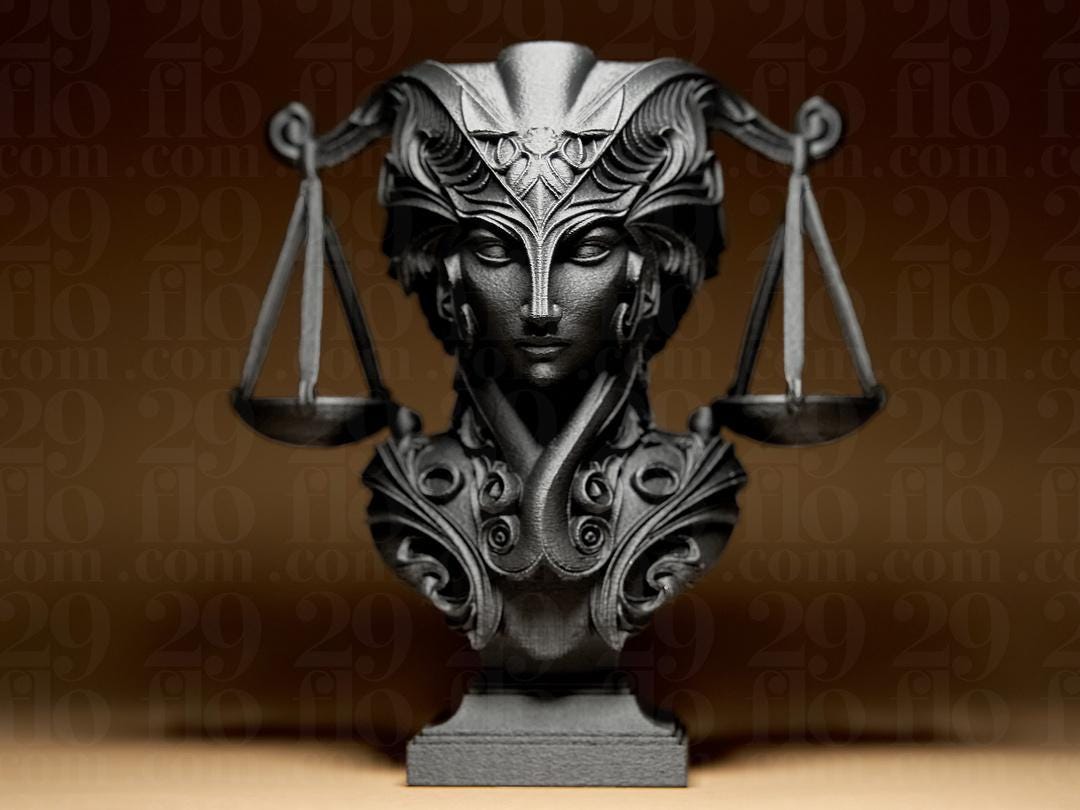 Waage Sternzeichen Figur | Libra Zodiac Statue | Fantasy Bust | Astrology Decor | The Scales Sculpture | Gothic Gift | Bronze Black Fehn-factory.de