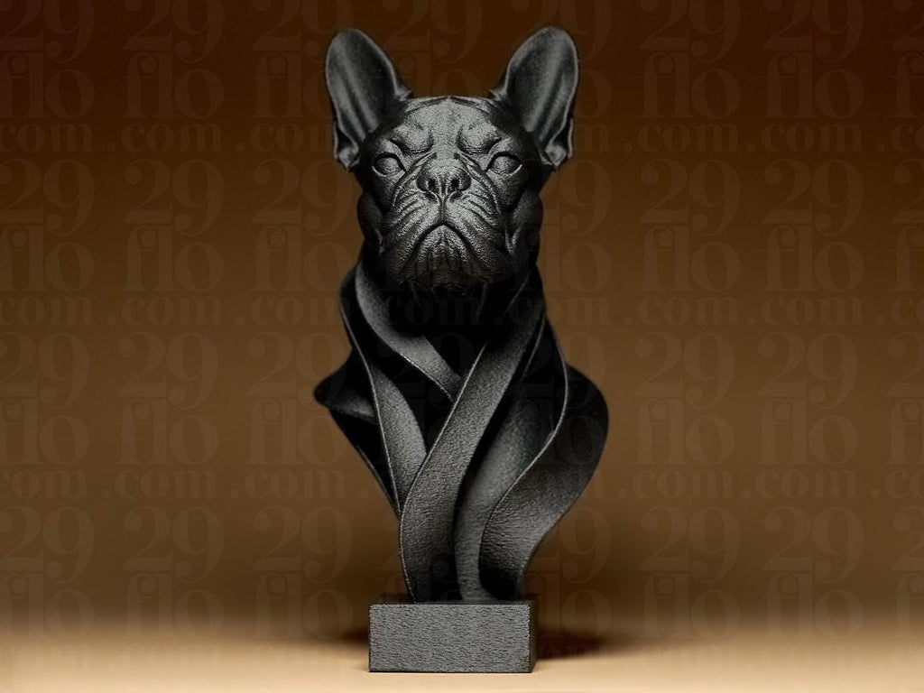Moderne Französische Bulldogge Büste | Modern French Bulldog Bust | Frenchie Decor | Black Dog Statue | Elegant Animal Figurine Fehn-factory.de