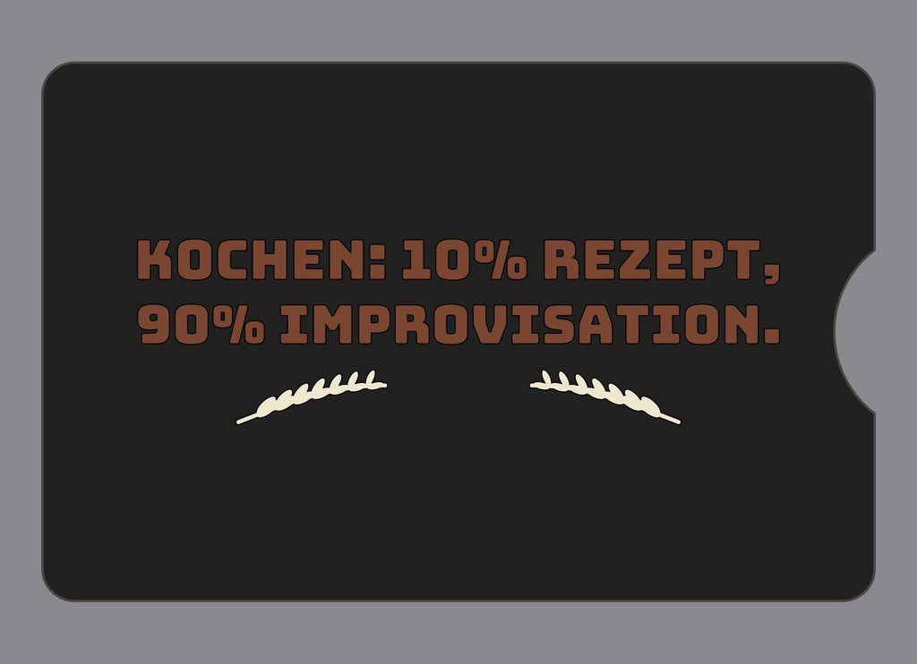 Display-Abdeckung passend für Thermomix TM6 & TM7 – Kochen: 10 Prozent Rezept, 90 Prozent Improvisation. | mehrfarbig, Wunschfarbe möglich