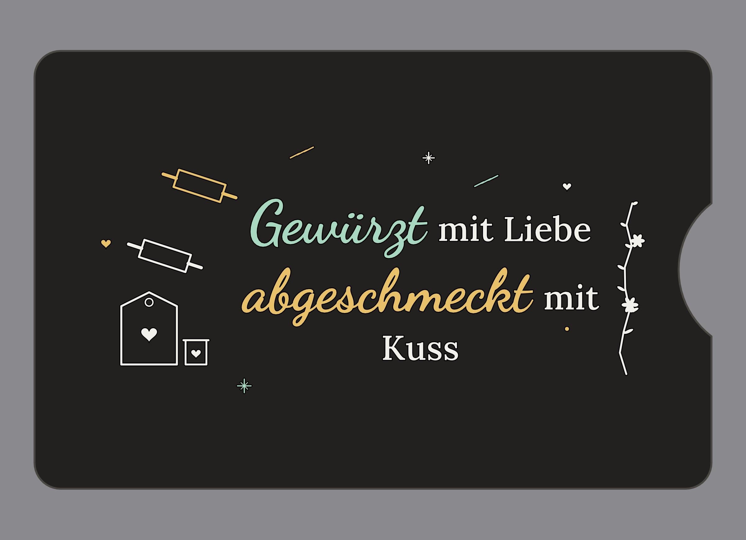 Display-Abdeckung passend für Thermomix TM6 – Gewürzt mit Liebe abgeschmeckt mit Kuss | mehrfarbig, Wunschfarbe möglich