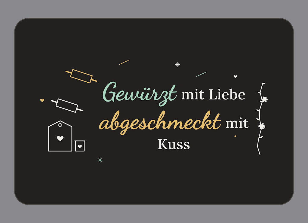 Display-Abdeckung passend für Thermomix TM7 – Gewürzt mit Liebe abgeschmeckt mit Kuss | mehrfarbig, Wunschfarbe möglich