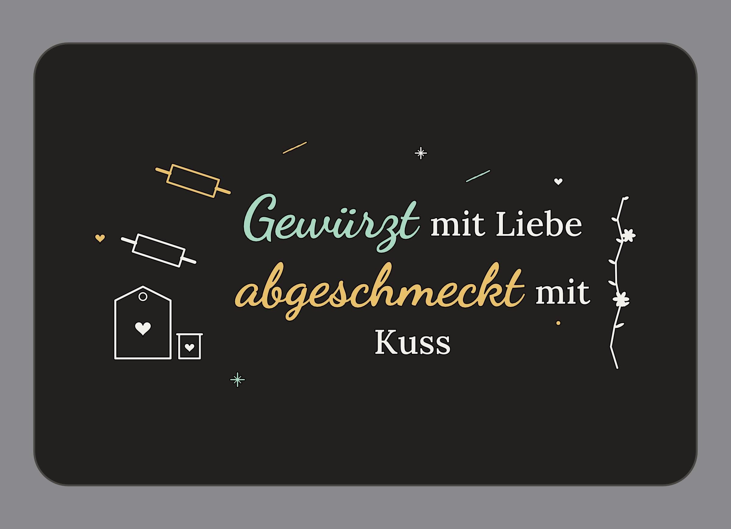 Display-Abdeckung passend für Thermomix TM7 – Gewürzt mit Liebe abgeschmeckt mit Kuss | mehrfarbig, Wunschfarbe möglich