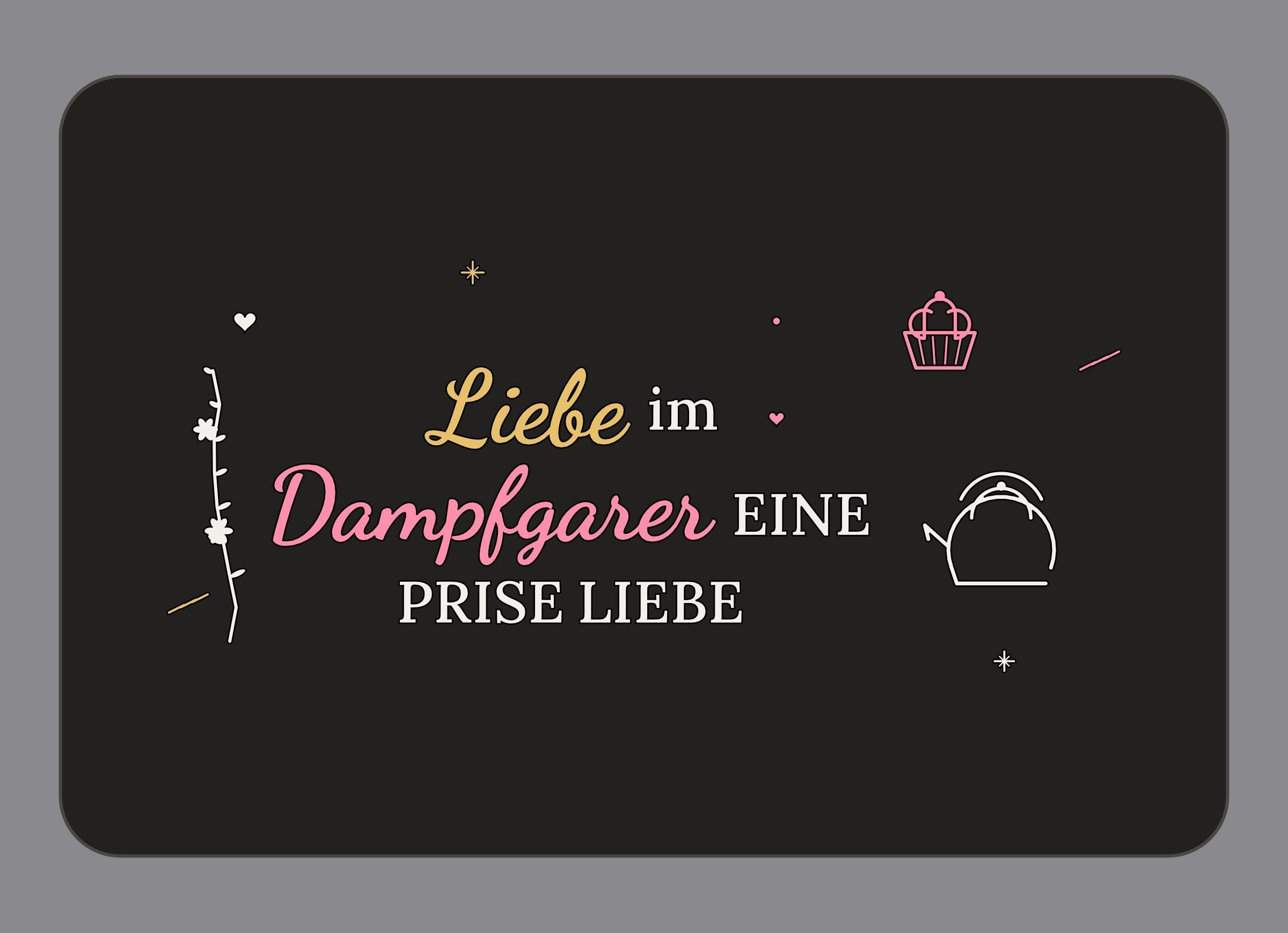 Display-Abdeckung passend für Thermomix TM7 – Liebe im Dampfgarer | mehrfarbig, Wunschfarbe möglich