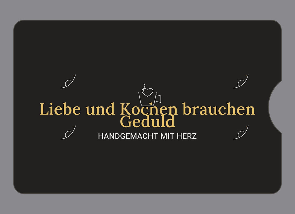 Display-Abdeckung passend für Thermomix TM6 – Liebe und Kochen brauchen Geduld | mehrfarbig, Wunschfarbe möglich