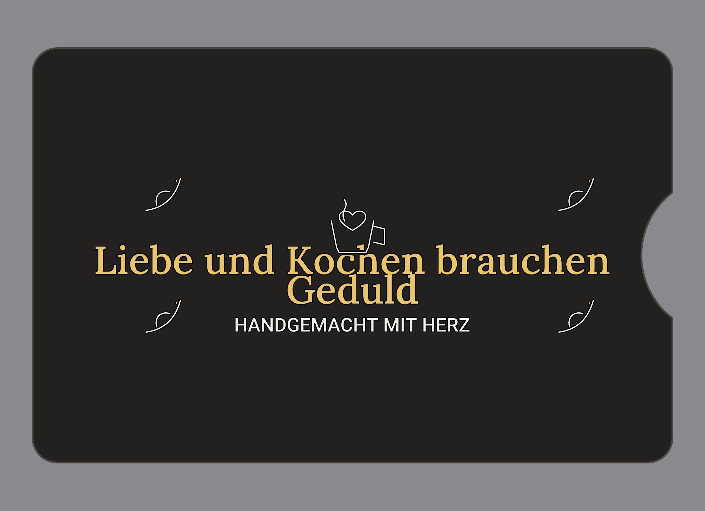 Display-Abdeckung passend für Thermomix TM6 – Liebe und Kochen brauchen Geduld | mehrfarbig, Wunschfarbe möglich