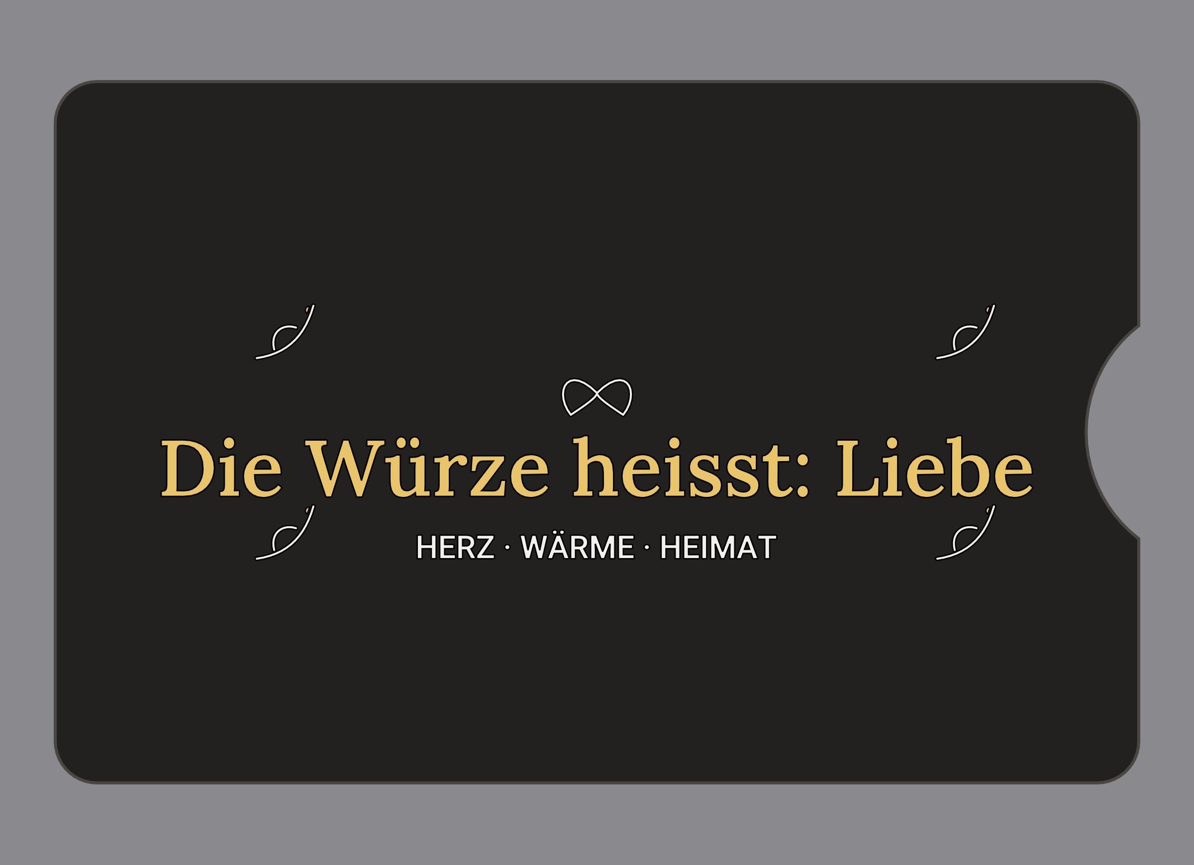 Display-Abdeckung passend für Thermomix TM6 – Die Würze heißt: Liebe | mehrfarbig, Wunschfarbe möglich