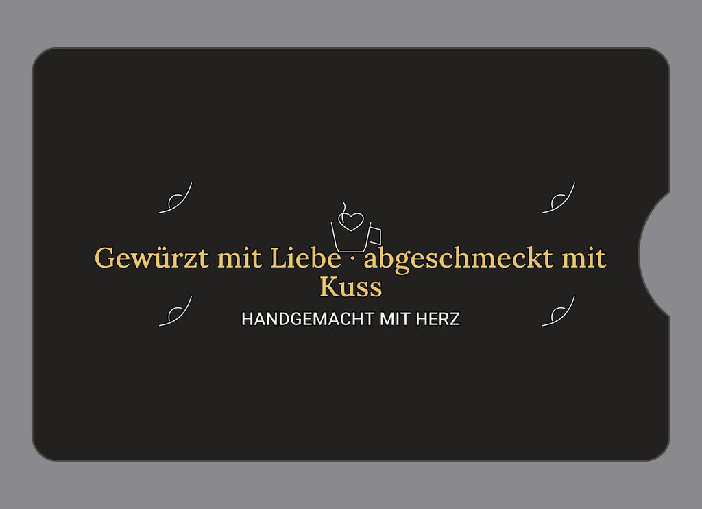 Display-Abdeckung passend für Thermomix TM6 – Gewürzt mit Liebe · abgeschmeckt mit Kuss | mehrfarbig, Wunschfarbe möglich