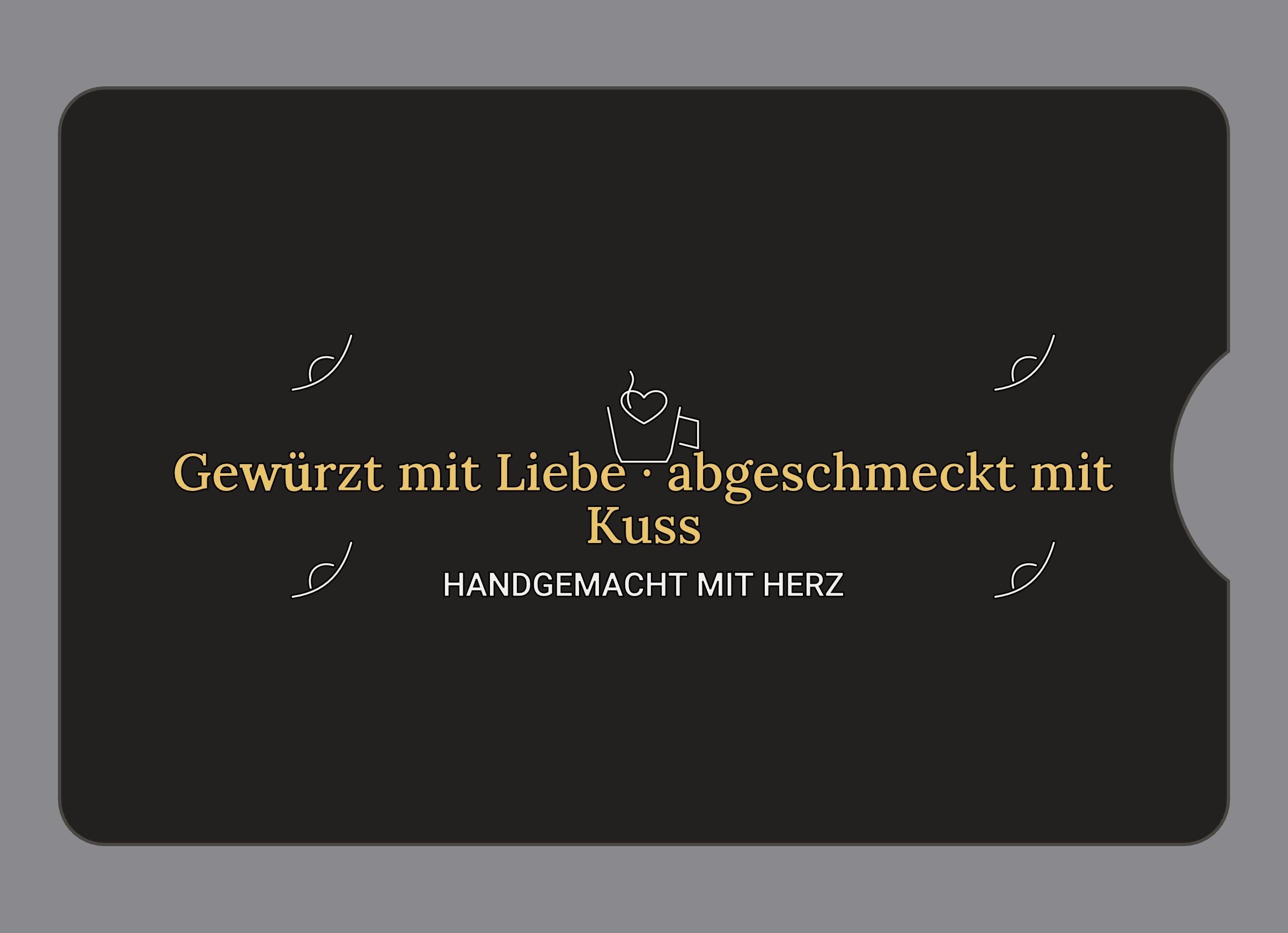 Display-Abdeckung passend für Thermomix TM6 – Gewürzt mit Liebe · abgeschmeckt mit Kuss | mehrfarbig, Wunschfarbe möglich