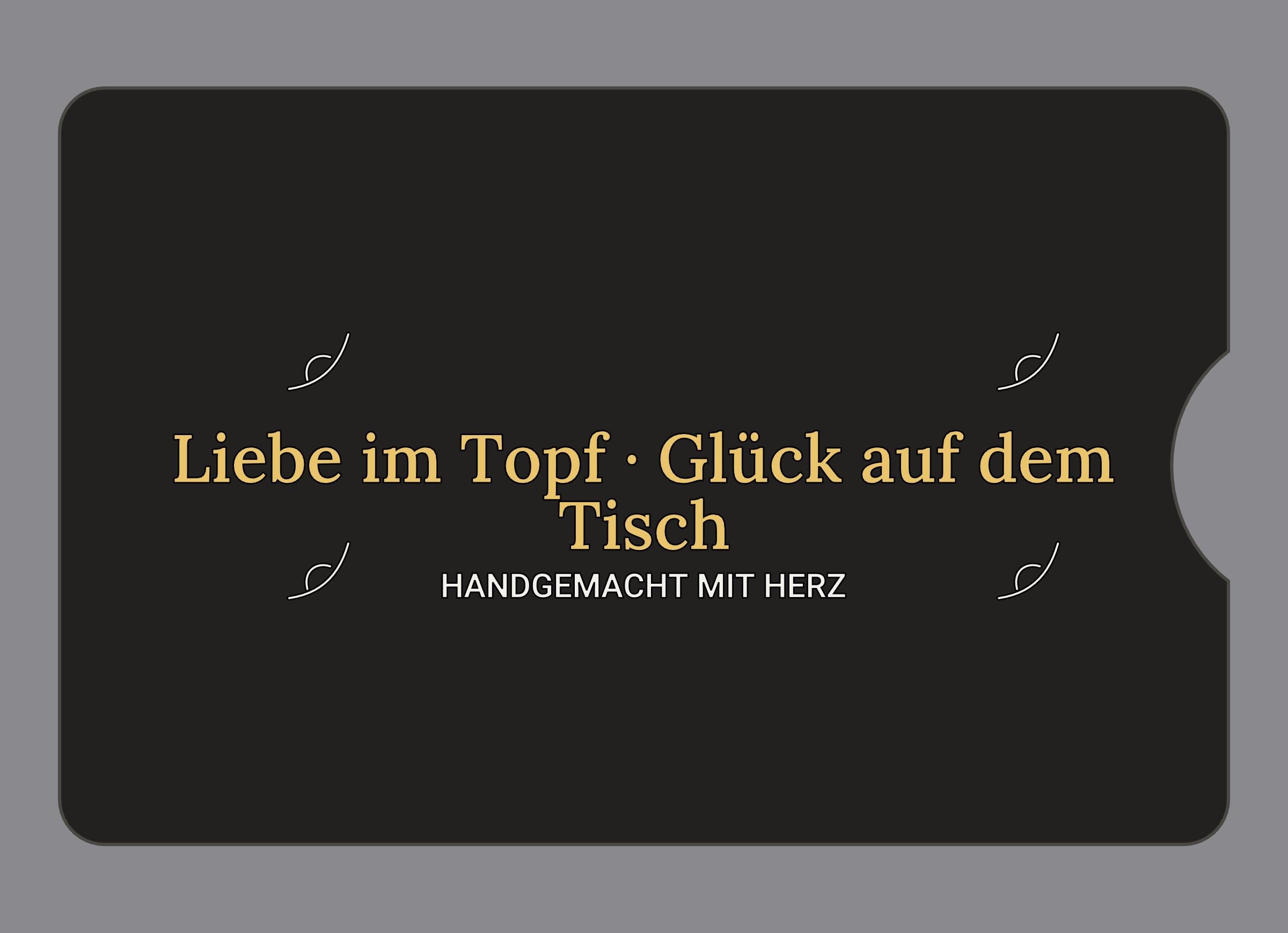 Display-Abdeckung passend für Thermomix TM6 – Liebe im Topf · Glück auf dem Tisch | mehrfarbig, Wunschfarbe möglich