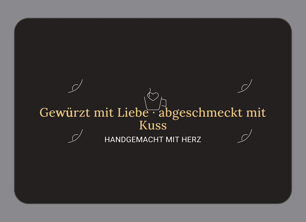 Display-Abdeckung passend für Thermomix TM7 – Gewürzt mit Liebe · abgeschmeckt mit Kuss | mehrfarbig, Wunschfarbe möglich