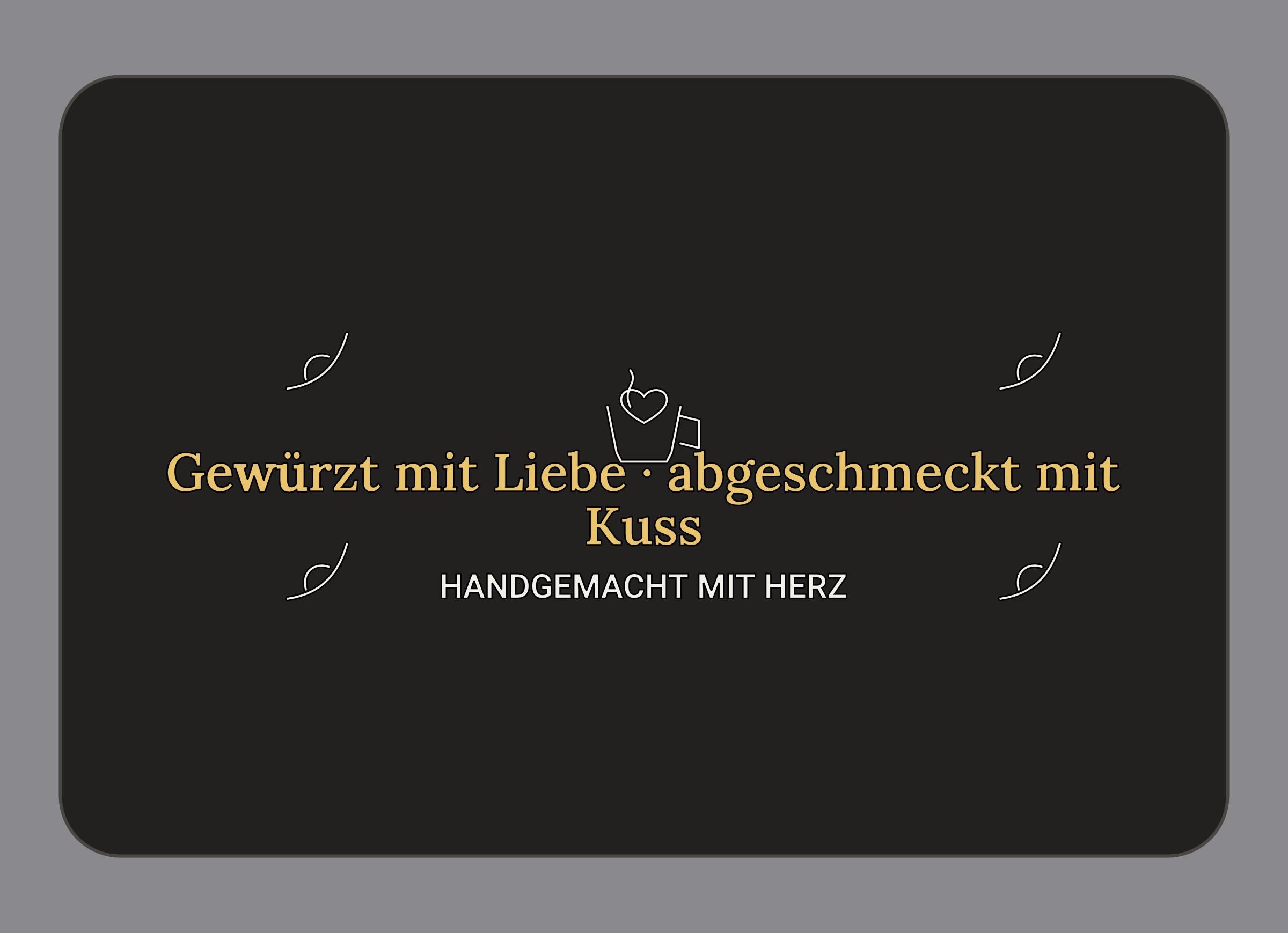 Display-Abdeckung passend für Thermomix TM7 – Gewürzt mit Liebe · abgeschmeckt mit Kuss | mehrfarbig, Wunschfarbe möglich