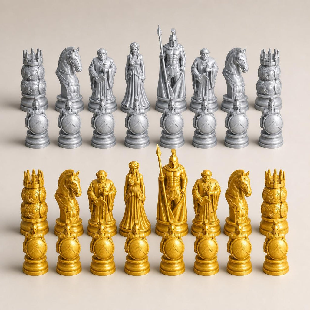 Spartaner-Schachfigurenset – komplettes 32-teiliges, 3D-gedrucktes PLA-Schachset | Geschenk für Schachfans | Sammlerstück | Made in Germany FehnFactory