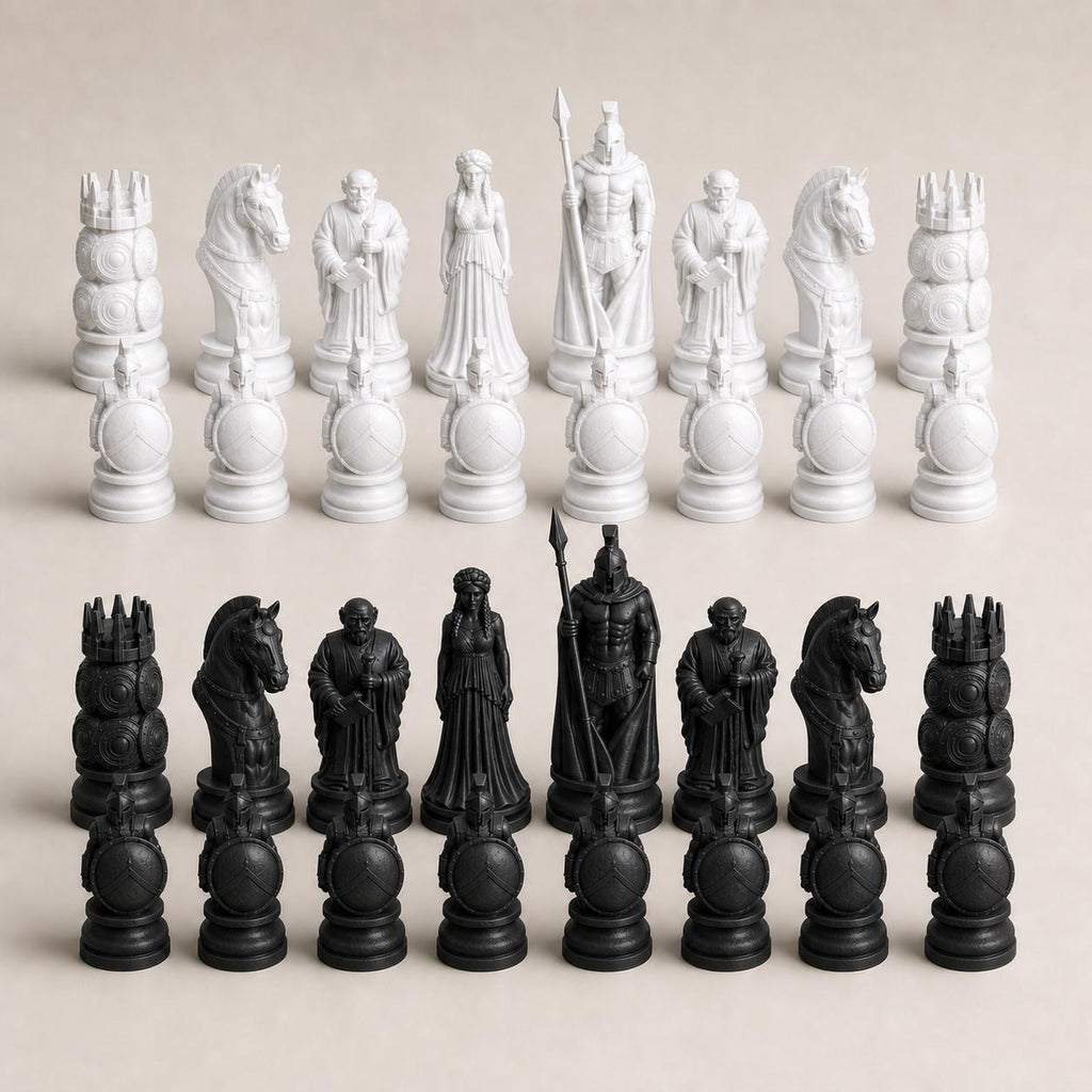 Spartaner-Schachfigurenset – komplettes 32-teiliges, 3D-gedrucktes PLA-Schachset | Geschenk für Schachfans | Sammlerstück | Made in Germany FehnFactory