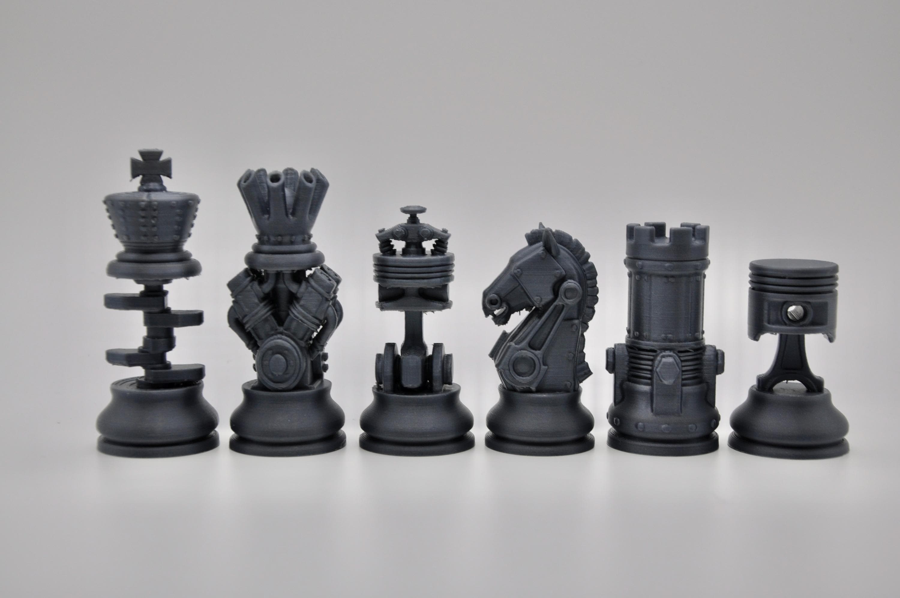 Motoren-und-Mechanik-Schachfigurenset – komplettes 32-teiliges PLA-Schachset | Made in Germany FehnFactory