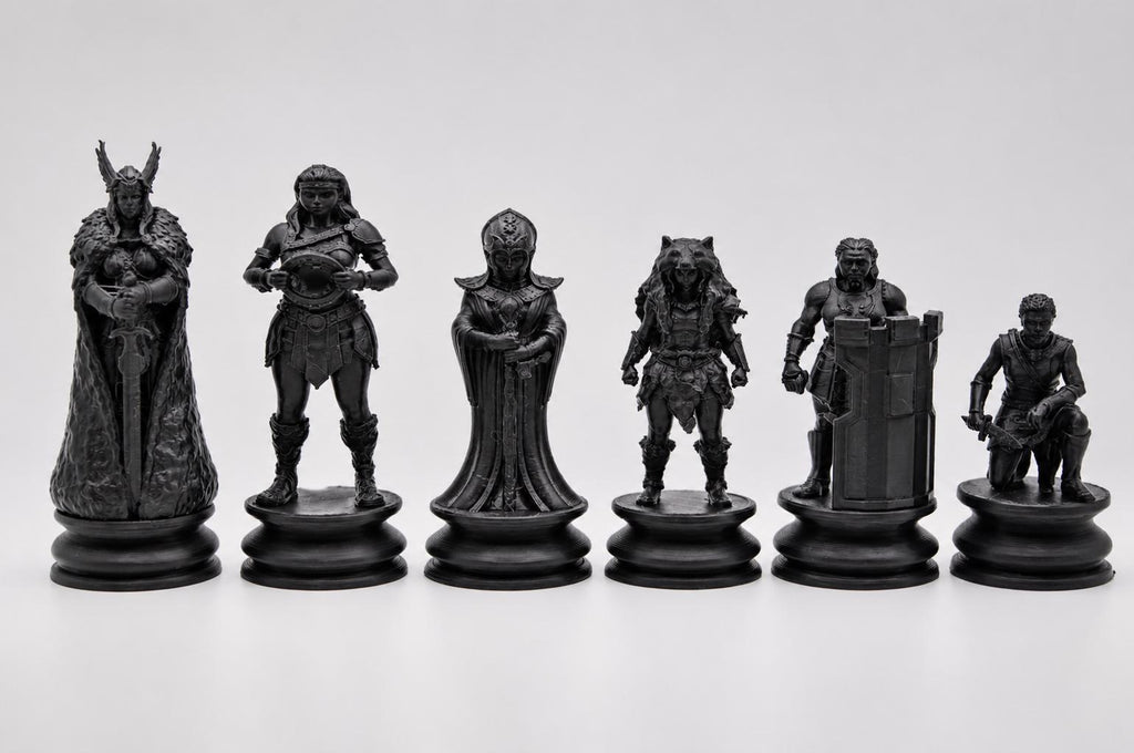 Wikingerinnen-Schachfigurenset – komplettes 32-teiliges, 3D-gedrucktes PLA-Schachset | Geschenk für Schachfans | Made in Germany FehnFactory