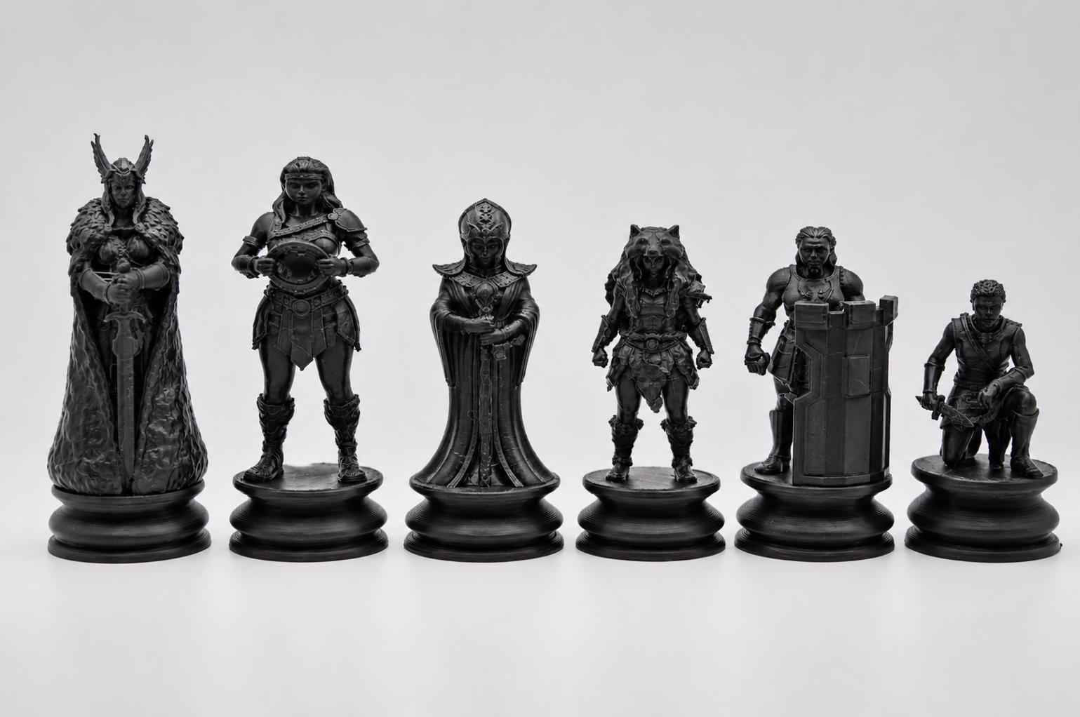 Wikingerinnen-Schachfigurenset – komplettes 32-teiliges, 3D-gedrucktes PLA-Schachset | Geschenk für Schachfans | Made in Germany FehnFactory