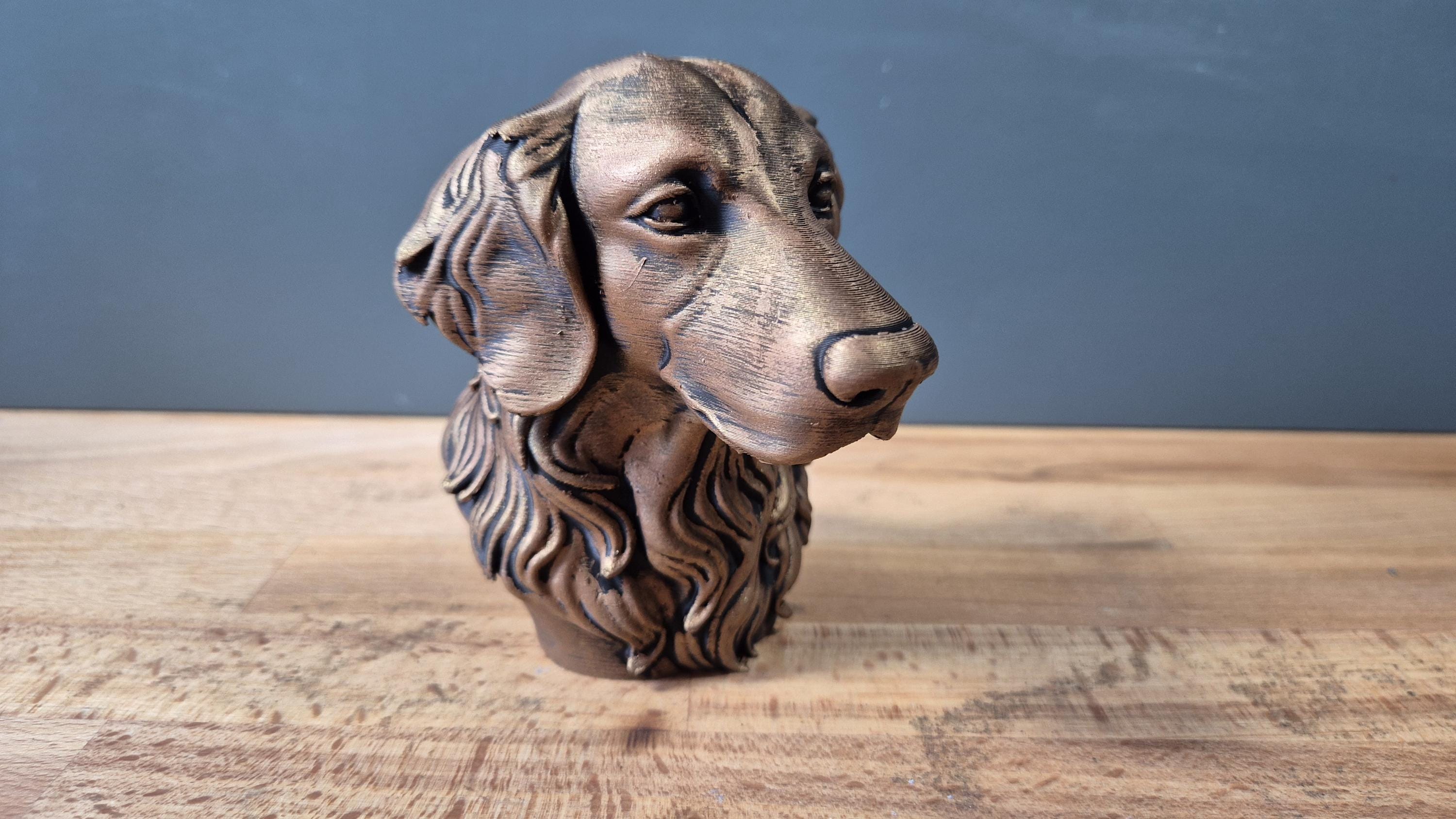 Flat-Coated Retriever – detailreiche Hundebüste mit welligem Brustfell | 19 Farben & 3 Größen | Made in Germany