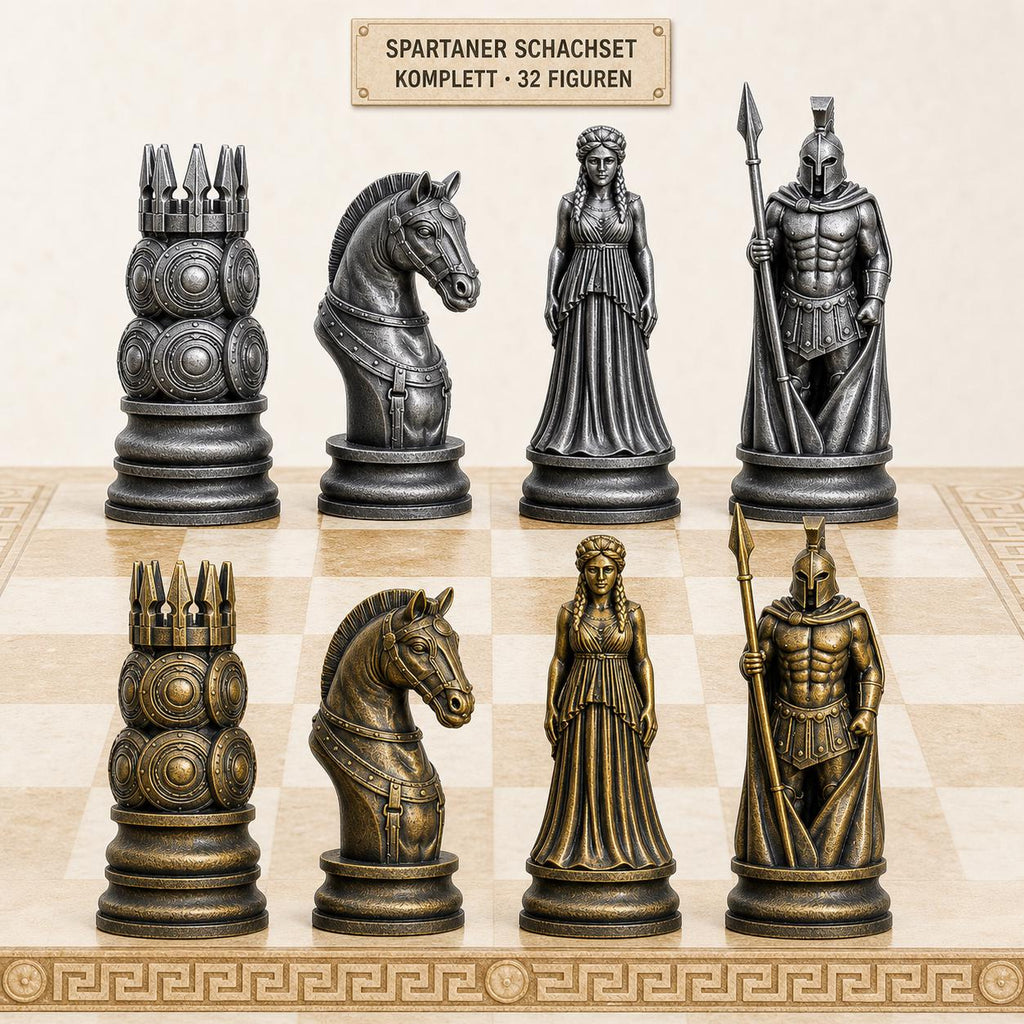 Spartaner-Schachfigurenset – komplettes 32-teiliges, 3D-gedrucktes PLA-Schachset | Geschenk für Schachfans | Sammlerstück | Made in Germany FehnFactory