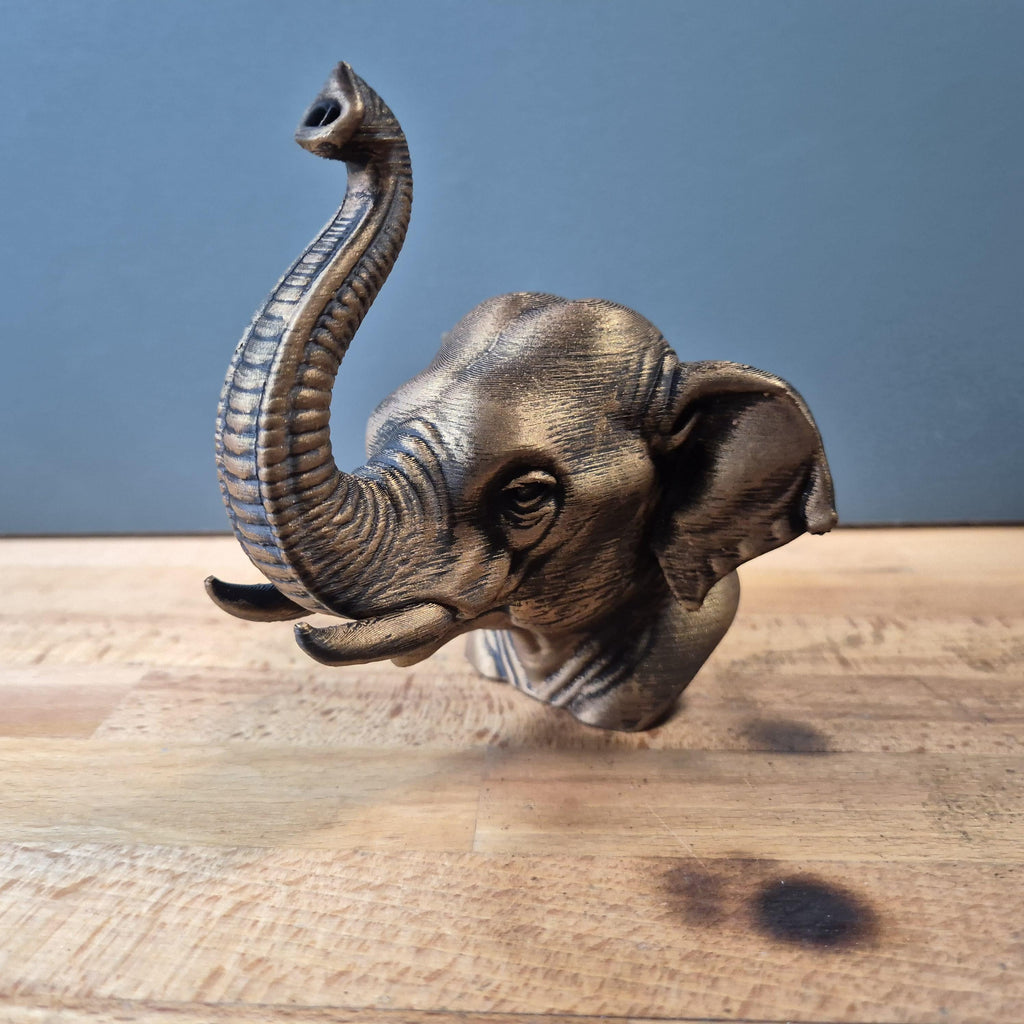 Asiatischer Elefant – detailreiche Tierbüste mit erhobenem Rüssel | 19 Farben & 3 Größen | Made in Germany