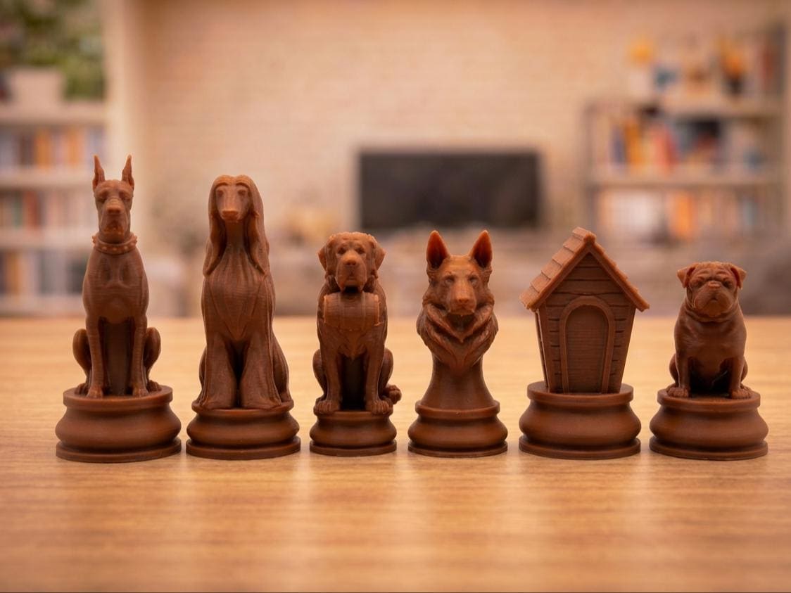 Hunde-Schachfigurenset – komplettes 32-teiliges, 3D-gedrucktes PLA-Schachset | Geschenk für Schachfans | Sammlerstück | Made in Germany FehnFactory