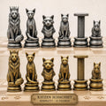 Katzen-Schachfigurenset – komplettes 32-teiliges, 3D-gedrucktes PLA-Schachset | Geschenk für Schachfans | Sammlerstück | Made in Germany FehnFactory