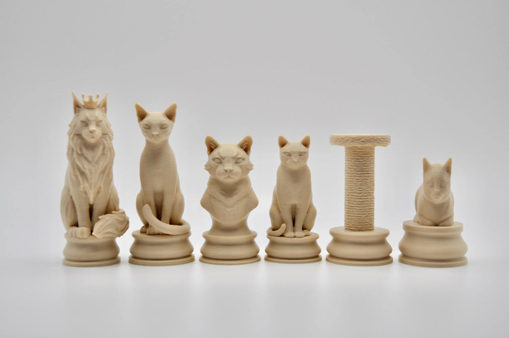 Katzen-Schachfigurenset – komplettes 32-teiliges, 3D-gedrucktes PLA-Schachset | Geschenk für Schachfans | Sammlerstück | Made in Germany FehnFactory