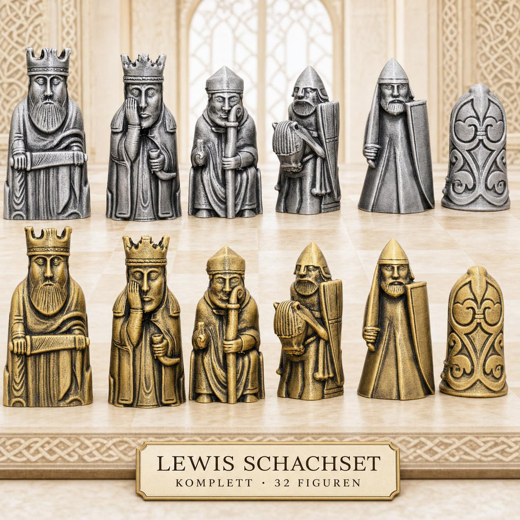 Lewis-inspiriertes Mittelalter-Schachfigurenset – komplettes 32-teiliges, 3D-gedrucktes PLA-Schachset | Sammlerstück | Made in Germany FehnFactory