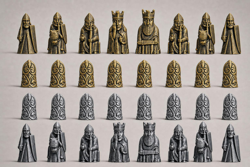Lewis-inspiriertes Mittelalter-Schachfigurenset – komplettes 32-teiliges, 3D-gedrucktes PLA-Schachset | Sammlerstück | Made in Germany FehnFactory