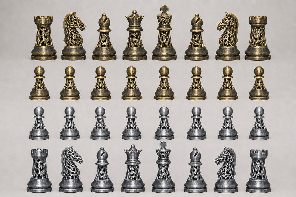Voronoi-Schachfigurenset – komplettes 32-teiliges, 3D-gedrucktes PLA-Schachset | Geschenk für Schachfans | Sammlerstück | Made in Germany FehnFactory