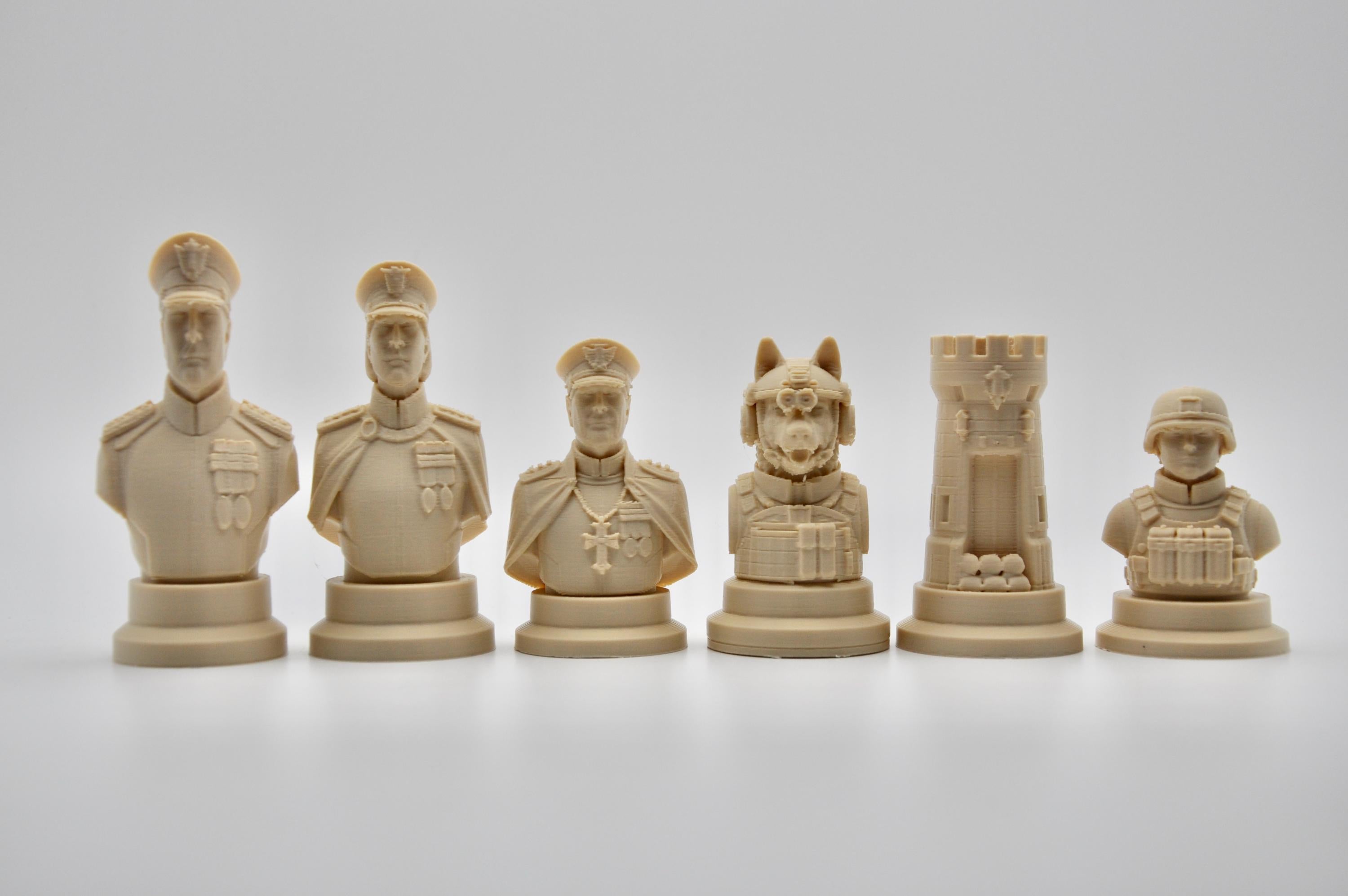 Soldaten-Schachfigurenset – komplettes 32-teiliges, 3D-gedrucktes PLA-Schachset | Geschenk für Schachfans | Sammlerstück | Made in Germany FehnFactory