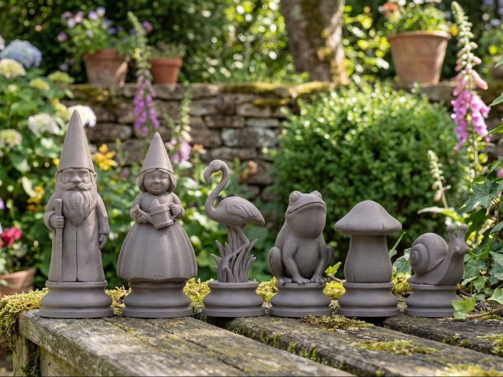 Gartenzwerge-Schachfigurenset – komplettes 32-teiliges, 3D-gedrucktes PLA-Schachset | Geschenk für Schachfans | Made in Germany FehnFactory