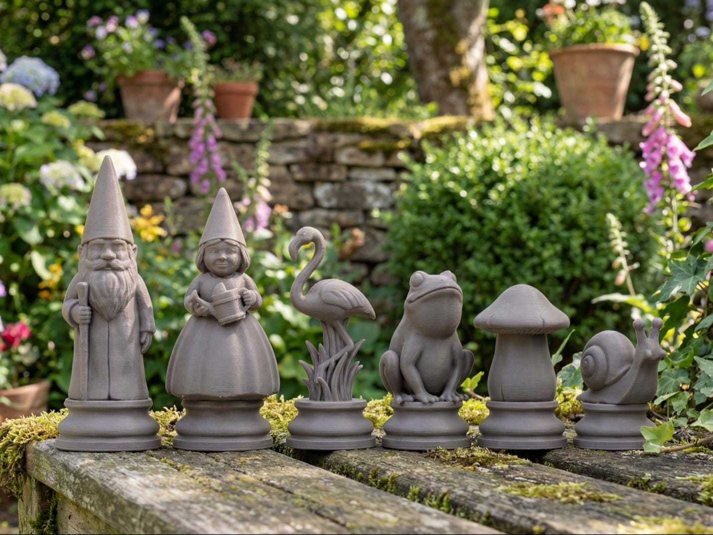 Gartenzwerge-Schachfigurenset – komplettes 32-teiliges, 3D-gedrucktes PLA-Schachset | Geschenk für Schachfans | Made in Germany FehnFactory