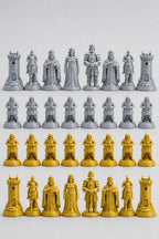 Mittelalter-Schachfigurenset – komplettes 32-teiliges, 3D-gedrucktes PLA-Schachset | Geschenk für Schachfans | Made in Germany FehnFactory