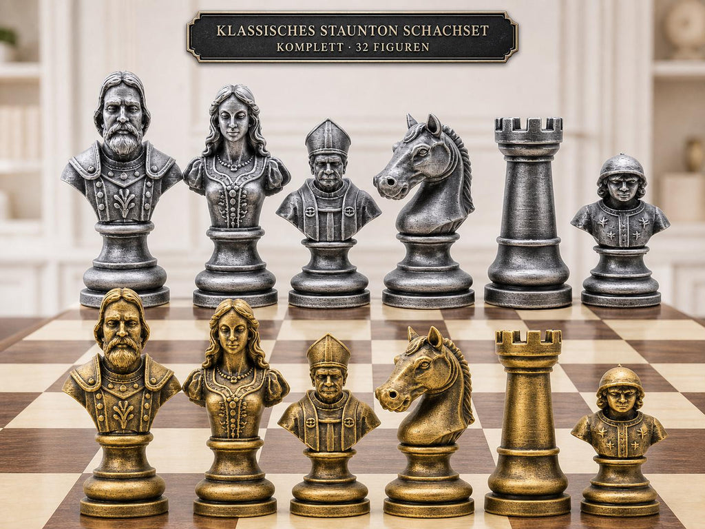 Klassisches-Staunton-Schachfigurenset – komplettes 32-teiliges, 3D-gedrucktes PLA-Schachset | Geschenk für Schachfans | Made in Germany FehnFactory