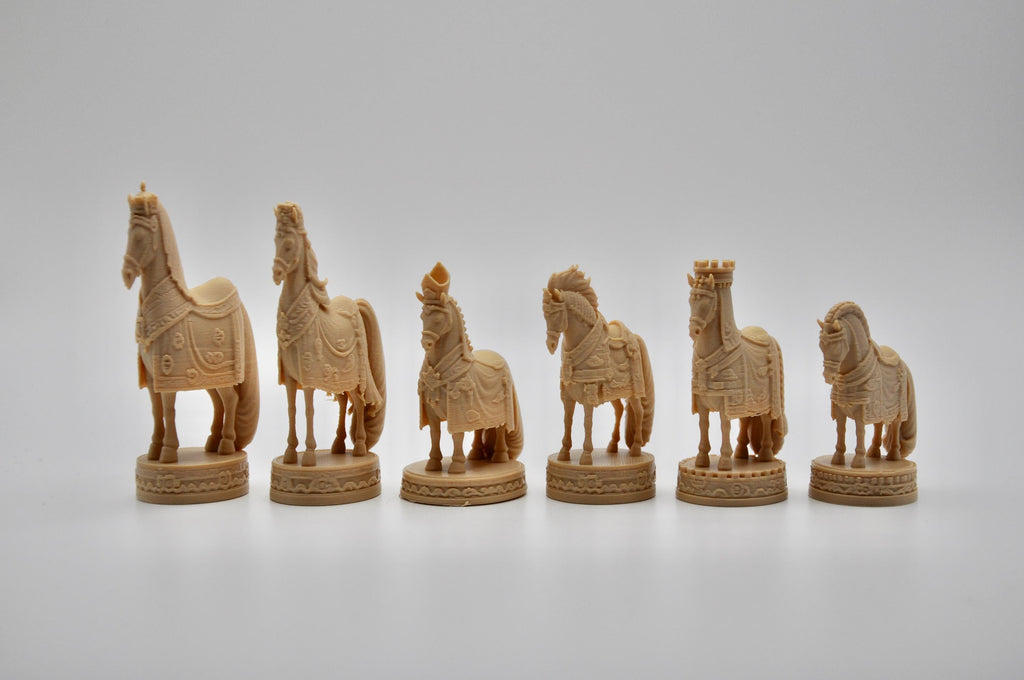 Chinesisch-imperiales Pferde-Schachfigurenset – komplettes 32-teiliges, 3D-gedrucktes PLA-Schachset | Sammlerstück | Made in Germany FehnFactory