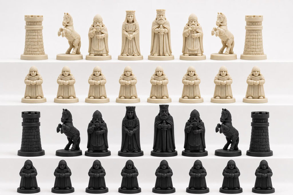 Alte-Welt-Schachfigurenset – komplettes 32-teiliges, 3D-gedrucktes PLA-Schachset | Geschenk für Schachfans | Sammlerstück | Made in Germany FehnFactory