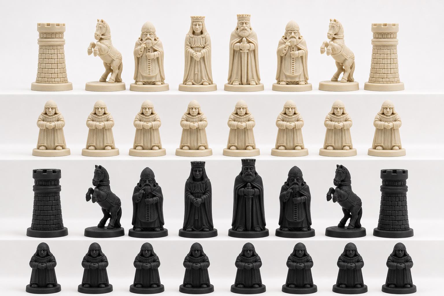 Alte-Welt-Schachfigurenset – komplettes 32-teiliges, 3D-gedrucktes PLA-Schachset | Geschenk für Schachfans | Sammlerstück | Made in Germany FehnFactory