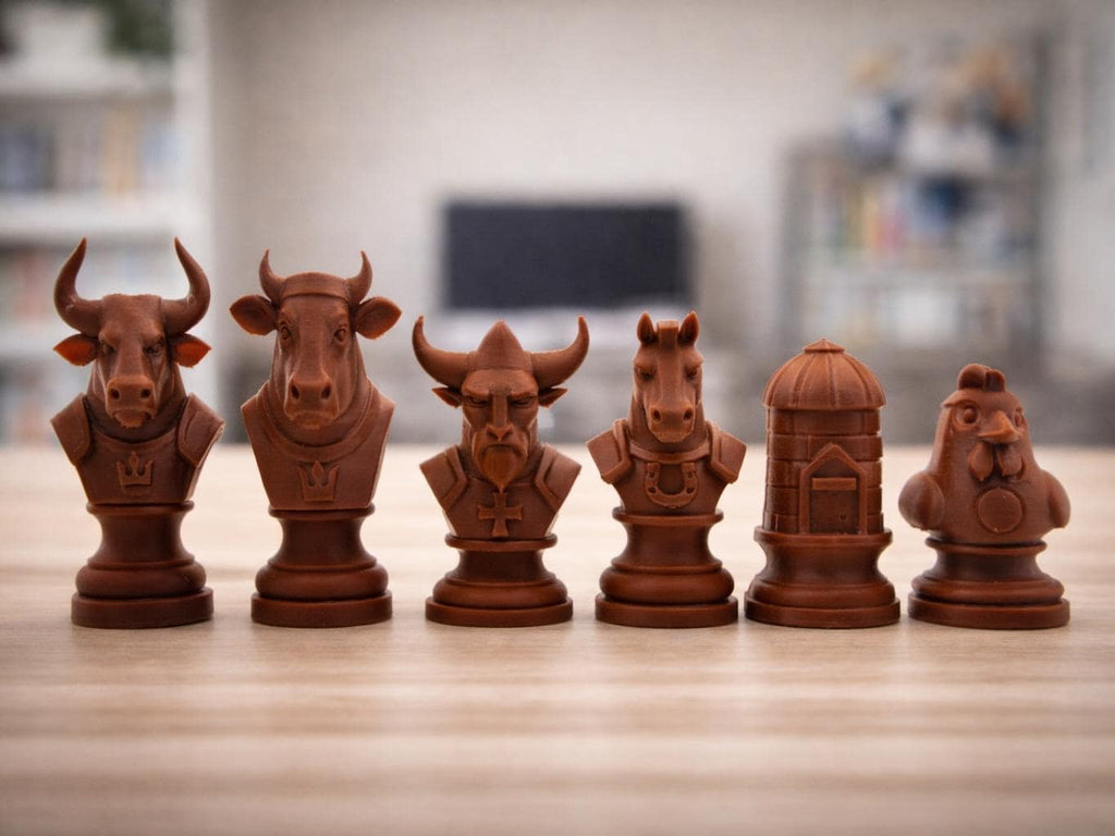 Bauernhoftiere-Schachfigurenset – komplettes 32-teiliges, 3D-gedrucktes PLA-Schachset | Geschenk für Schachfans | Made in Germany FehnFactory