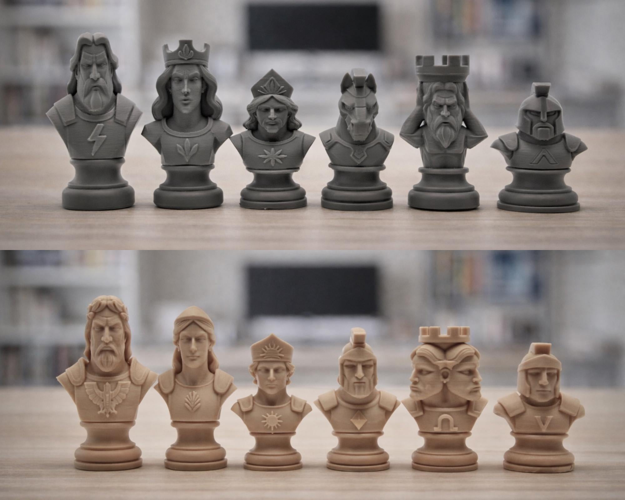 Griechische-Mythologie-Schachfigurenset – komplettes 32-teiliges, 3D-gedrucktes PLA-Schachset | Geschenk für Schachfans | Made in Germany FehnFactory