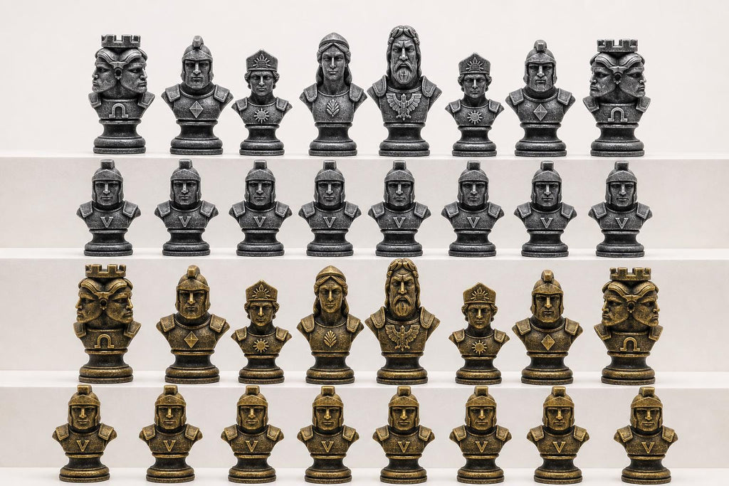 Römische-Mythologie-Schachfigurenset – komplettes 32-teiliges, 3D-gedrucktes PLA-Schachset | Geschenk für Schachfans | Made in Germany FehnFactory